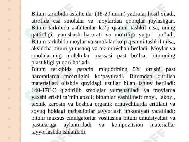BITUMLI   VA   QATRONLI   BOG‘LOVChILAR    VA ULAR   ASOSIDAGI   MATERIALLAR 7