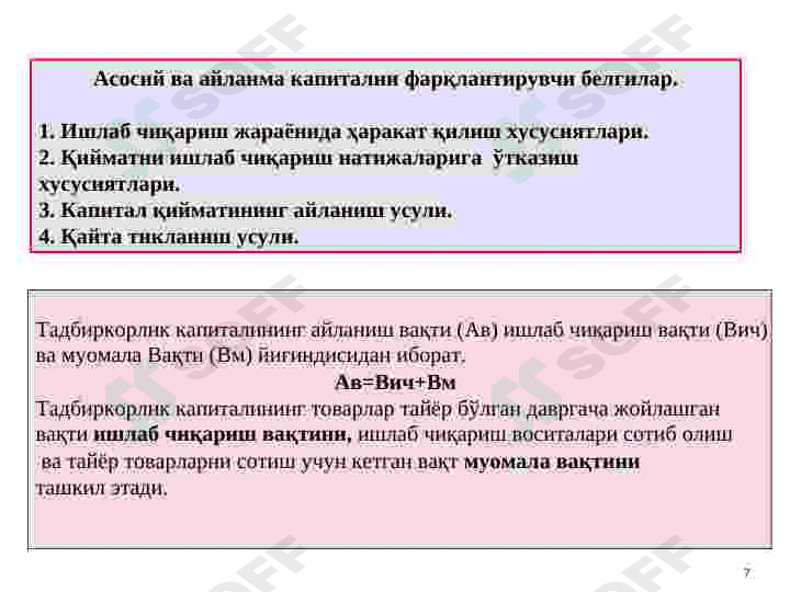 ТАДБИРКОРЛИК ФАОЛИЯТИ ВА ТАДБИРКОРЛИК КАПИТАЛИ 7