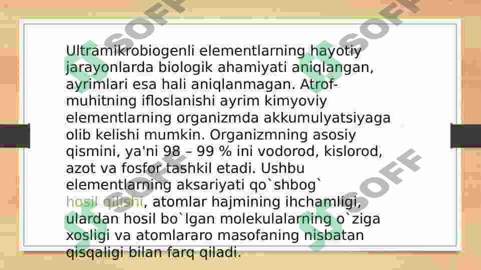 Hujayraning kimyoviy tarkibi,undagi asosi moddalar va moddalar almashinuvidagi ahamyati 7
