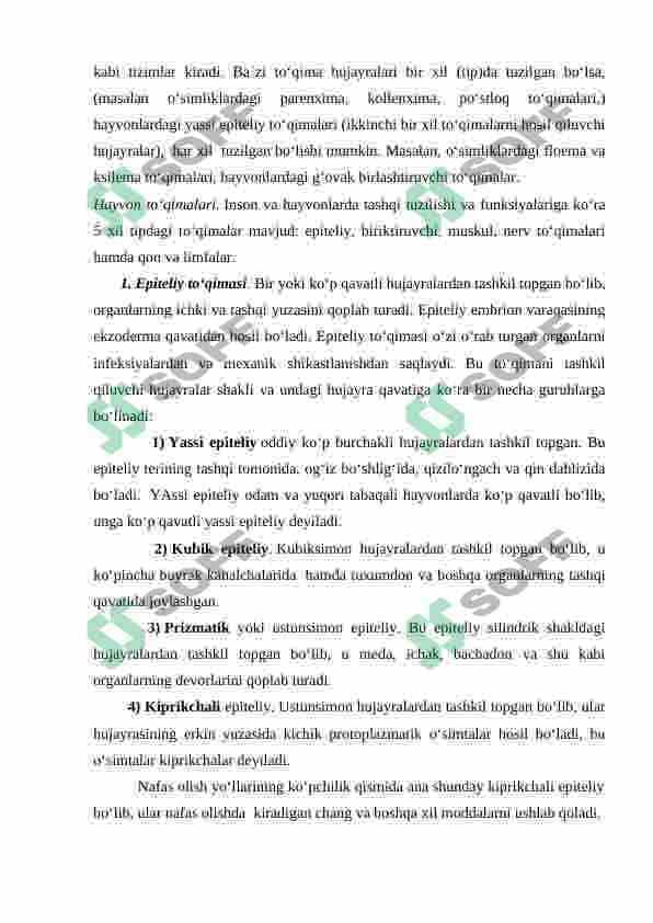 tirik organizmlarning gorizontal va vertikal o'zgarish 7