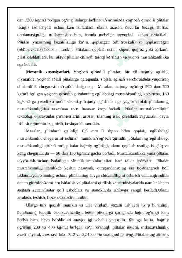 Polimer bog‘lovchi asosida yog‘och tolali plitalar ishlab chiqarish texnologiyasi 7