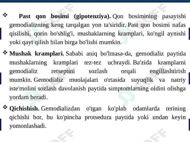 KOLLOID SISTEMALARNI DIALIZ YO’LI BILAN TOZALSH. GEMODIALIZNI O’TKAZISHDA KIMYONING AHAMIYATI 7