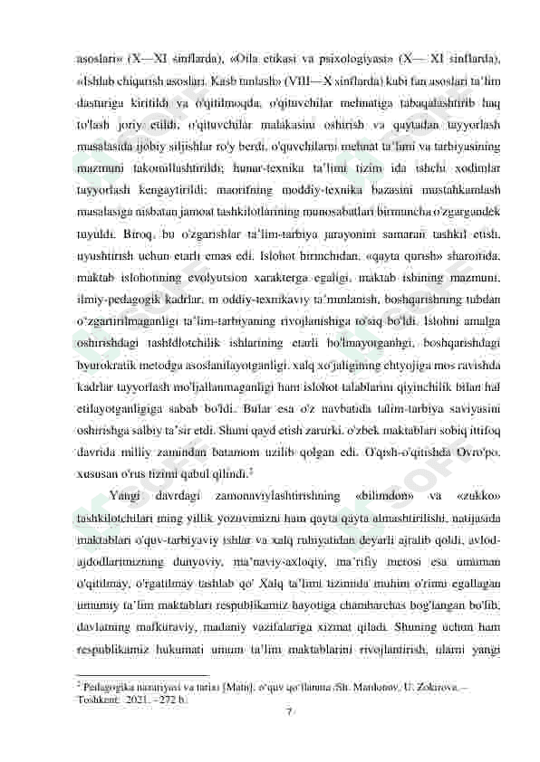 XX ASRNING 70-80 YILLARIDA O'ZBEKISTONDA XALQ TA'LIMI 7