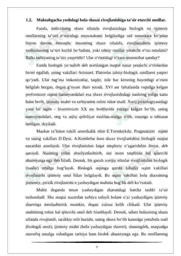 Maktabgacha yoshdagi bolalarning rivojlanishi va ta'lim tarbiyasining o'ziga xosligi 7