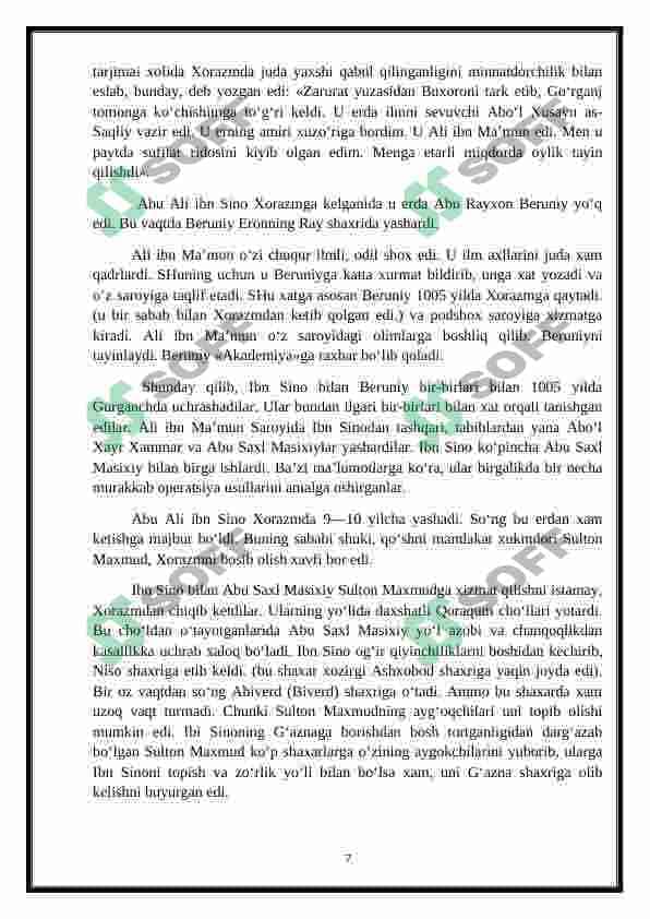 Abu Ali Ibn Sinoning ilmiy merosi 7