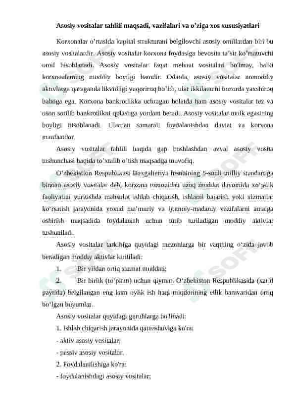 Asosiy vositalar tahlili va uni takomillashtirish 7