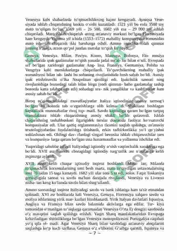 XVI-XVIII asrlarda italiya shaxar respublikalarida ichki va tashqi siyosat 7