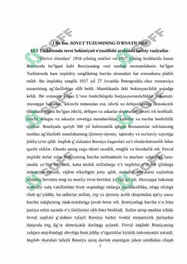Sovet tuzumining òrnatilishi: Milliy siyosat va Milliy munosabatlar 7