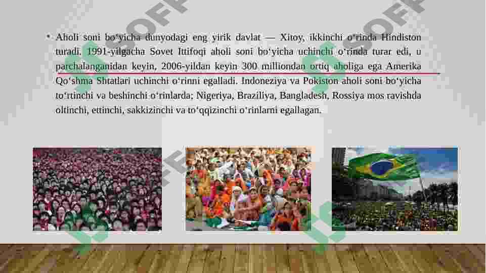 Dunyo aholisining takror barpo bo‘lishining  geografik  omili 7