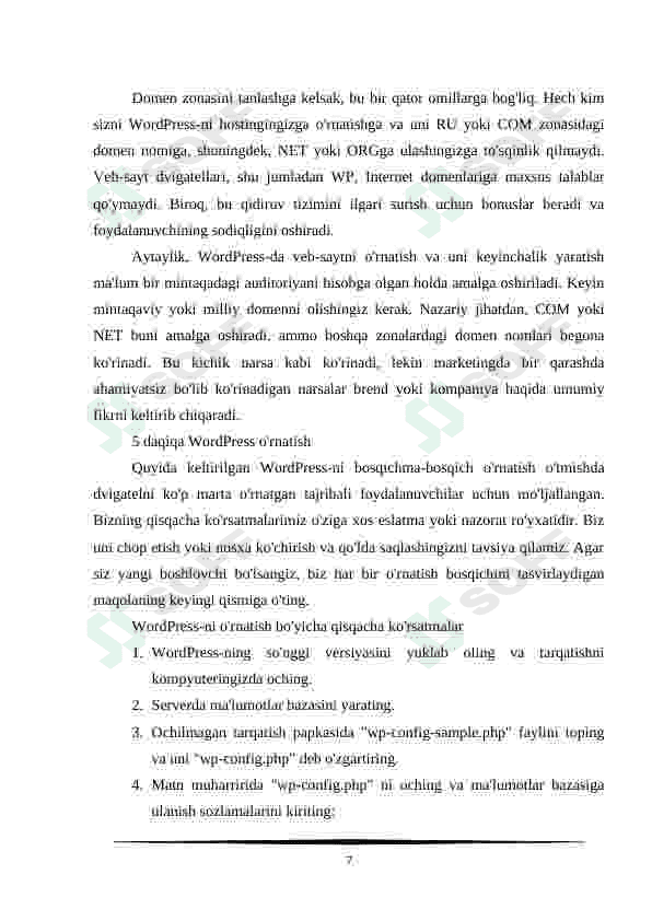 WordPressda ma'lumotlar bazasi bilan ishlash 7