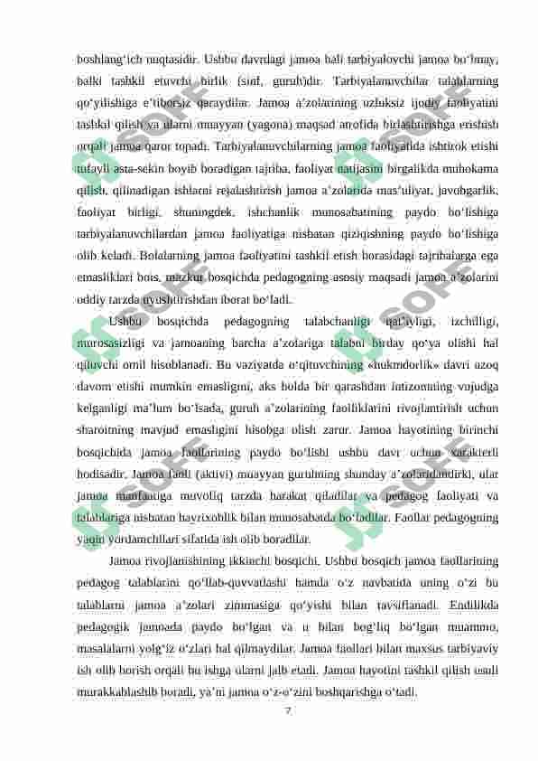 Jamoani tashkil etish metodikasi 7