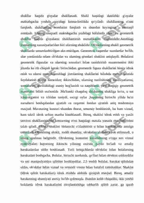 BOLALARNING PREDMETLAR SHAKLI VA GEOMETRIK FIGURALARNI IDROK QILISHNING O'ZIGA XOS XUSUSIYATLARI 7