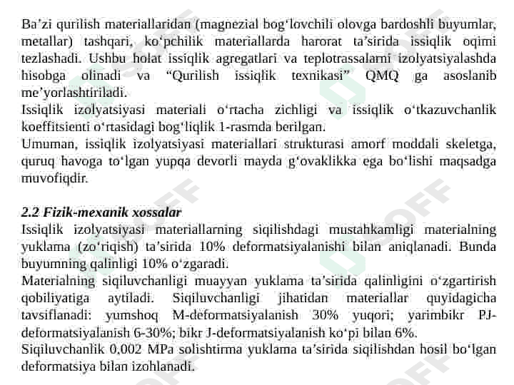 ISSIQLIK   IZOLYATSIYASI   VA AKUSTIK   MATERIALLAR 7