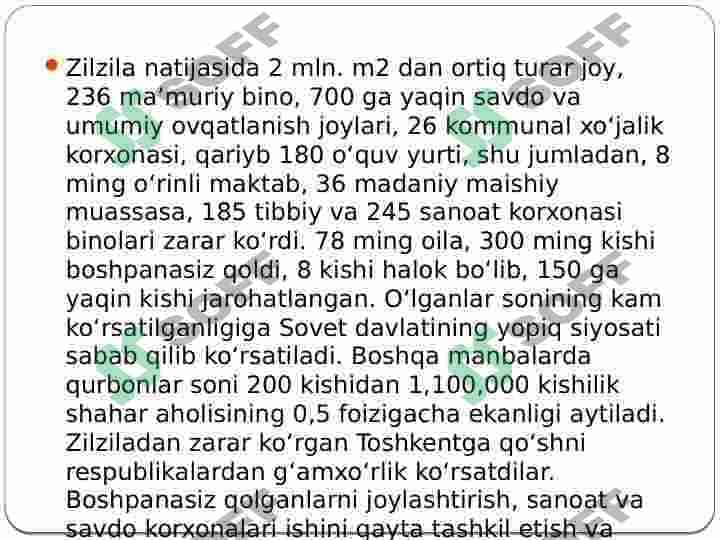 1967-yilda sodir bo’lgan Toshkentdagi zilzila oqibatlari 7