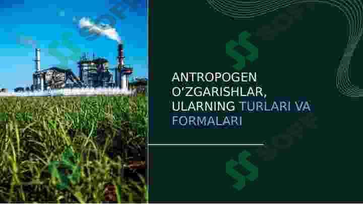 ANTROPOGEN O'ZGARISHLAR, ULARNING SINFLANISHI VA FORMALARI. 7