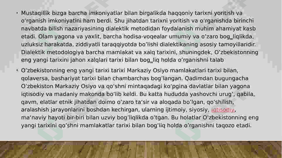Mustaqil O’zbekiston davlatining yuzaga kelishi va  mustahkamlanishida Islom Karimovning o’rni va roli. 7