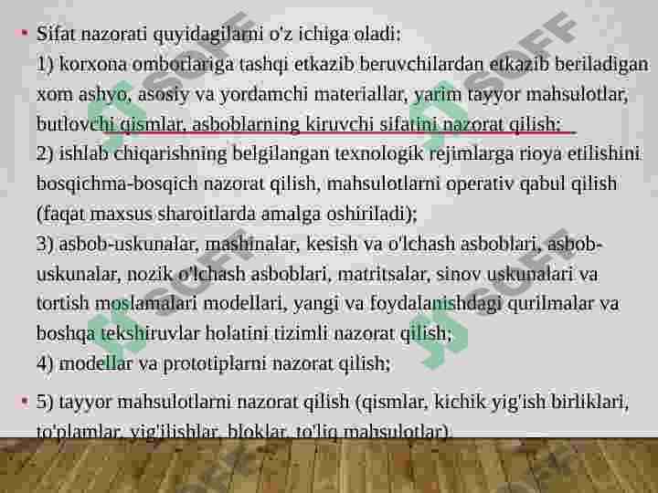 korxonalarda sifat nazorati bo‘linmalarining roli va vazifalari 7