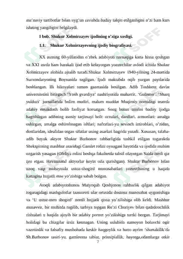 Shukur Holmirzayev hikoyanavist 7