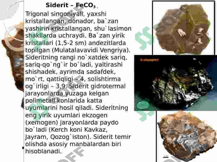 KARBONATLAR SINFI MINERALLARINI 7