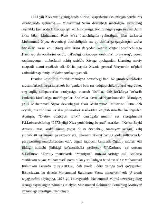 Xorazm adabiy maktabida Muhammad Rahimxon Feruzning tutgan o’rni 7