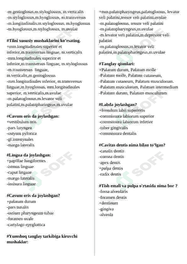 ANATOMIYA FANIDA TEST SAVOLLARI 7