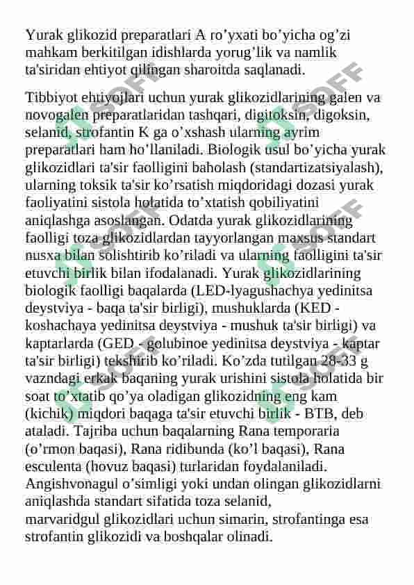 Fotometrik usulda yurak glikozodlarini sifat va miqdorini aniqlash 7