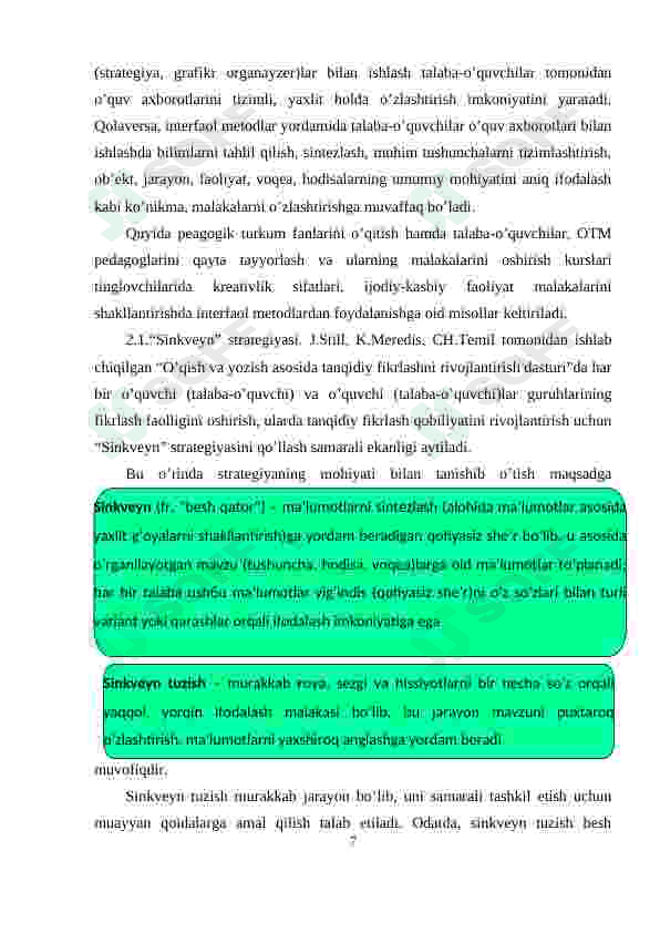 KREATIV PEDOGOGIK FANINI O'QITISH VOSITALARI VA ULARNING TASNIFI 7