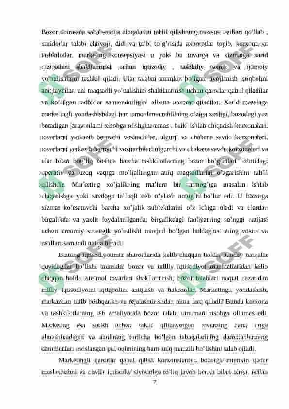 Marketing uning maqsadi vazifalari va tamoyillari 7