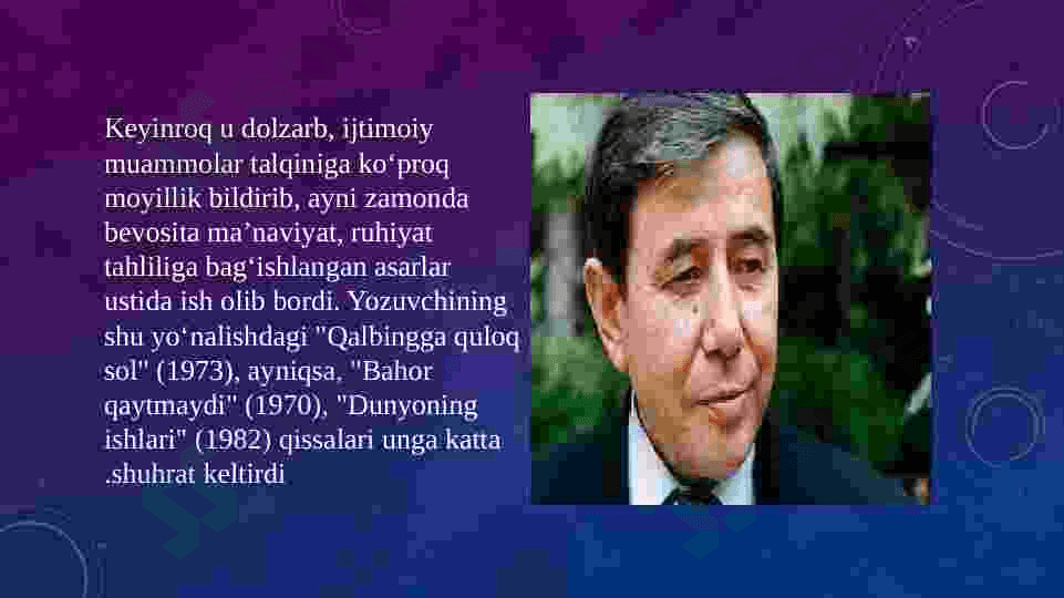 O’tkir Hoshimov hayoti va ijodi. “Dunyoning ishlari” qissasi 7