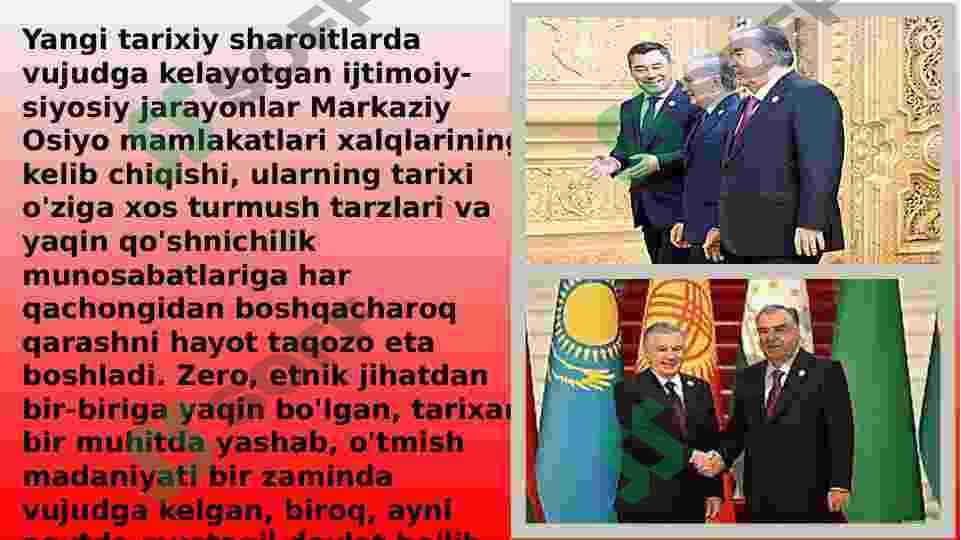 O'zbekistonning Markaziy Osiyoda tinchlik va barqarorlikni ta'minlash borasida olib borgan siyosati 7
