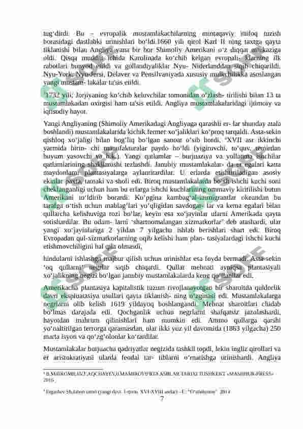Tarix darslarida XVII asrda shimoliy Amerika.Amerika qo’shma shtatlarini tashkil topishi 7