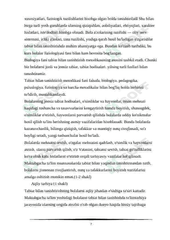 Maktabgacha ta'lim tashkilotlarida tabiat burchagini tashkil etish 7