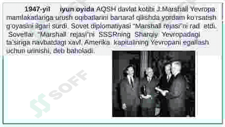 Ikkinchi jahon urushidan keyingi xalqaro munosabatlar. Sovuq urushning boshlanishi 7