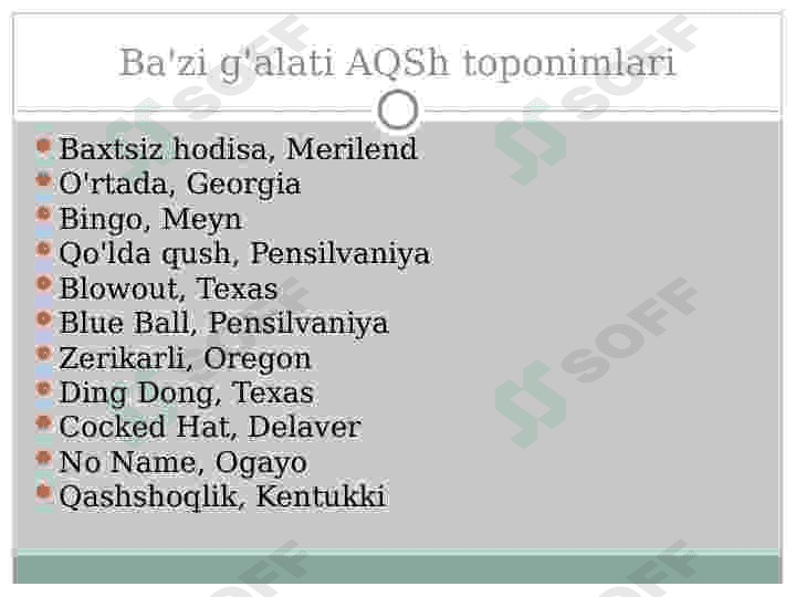 Toponimika. Maxsus tarix fanlari 7