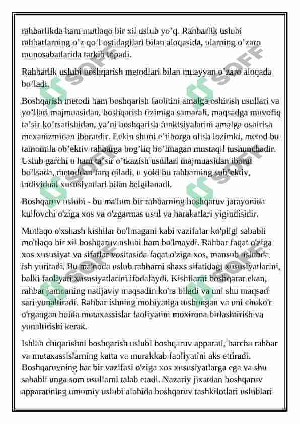 Rahbarlik va yetakchilik referat 8
