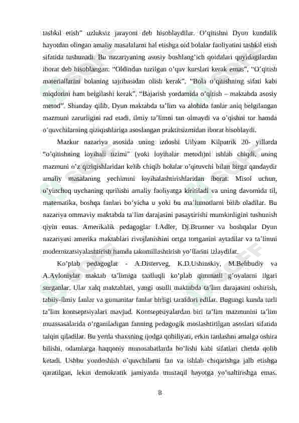 KREATIV PEDAGOGIKA FANINI O’QITISH METODLARINING O’ZIGA XOS XUSUSIYATLARI 8