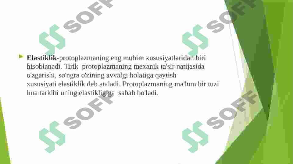Sitoplazma uning zamonaviy modeli  vakuola,plastida,mitoxondriya,Ribosoma,peroksisoma,Lizosoma,endoplazmatik tor Golji apparati 8