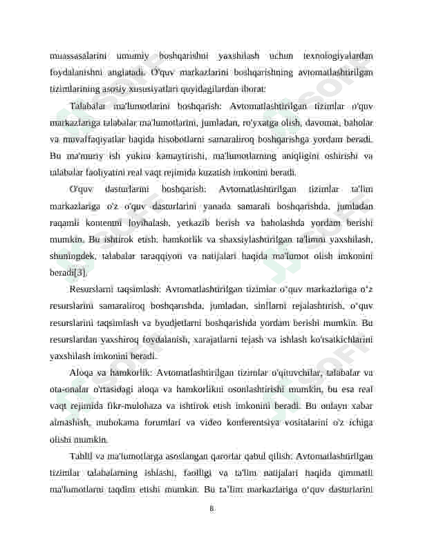 Ta’lim markazlarini avtomatik boshqaruv tizimini yaratish 8