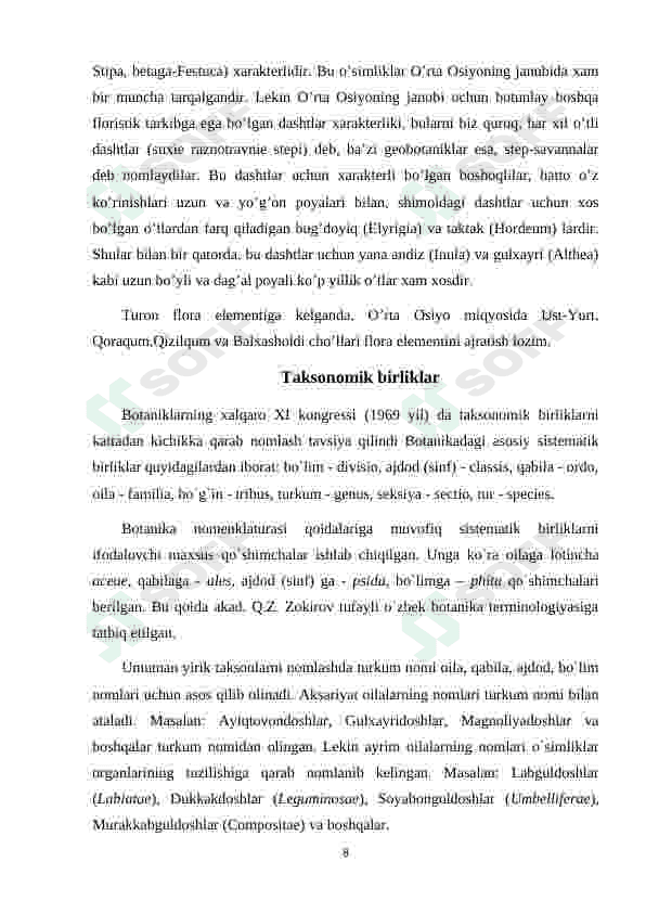 flora va taksonomiya fanining rivojlanishida olimlarning hissasi 8