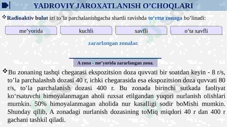 FAVQULOTDA VAZIYATLARDA RADIATSION, KIMYOVIY VAZIYATLARNI BAHOLASH. 8