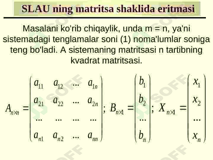 Chiziqli algebraik tenglamalar sistemasi 8