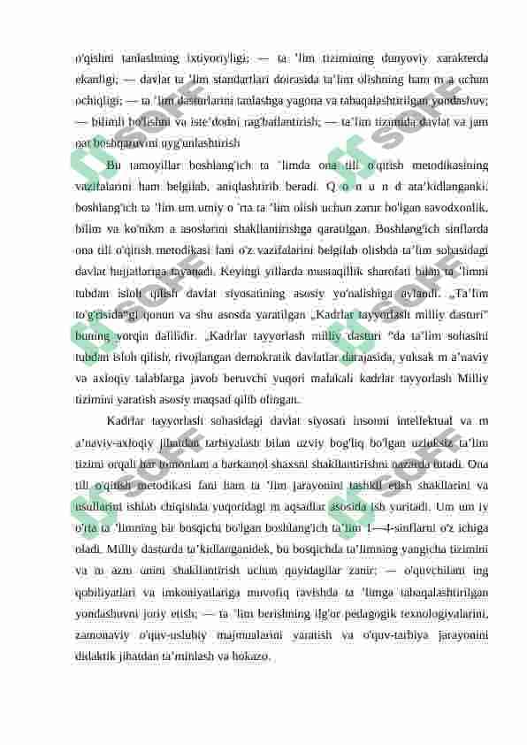 Boshlang’ich sinflarda ona tili o’qitish metodikasi 8