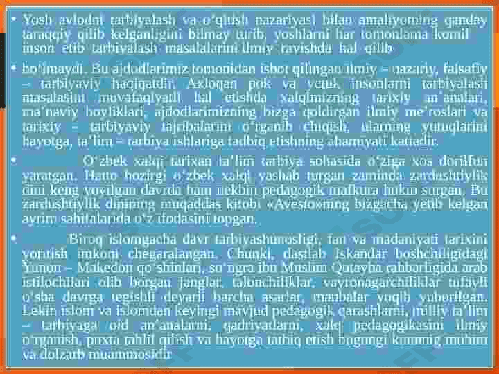 PЕDAGOGIKA TARIXI FANINING MAQSAD VA VAZIFALARI. 8
