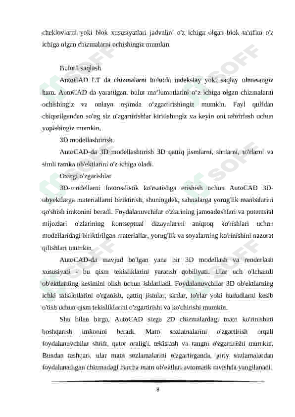 Autocad dastur interfeysi va instrumentlar paneli 8