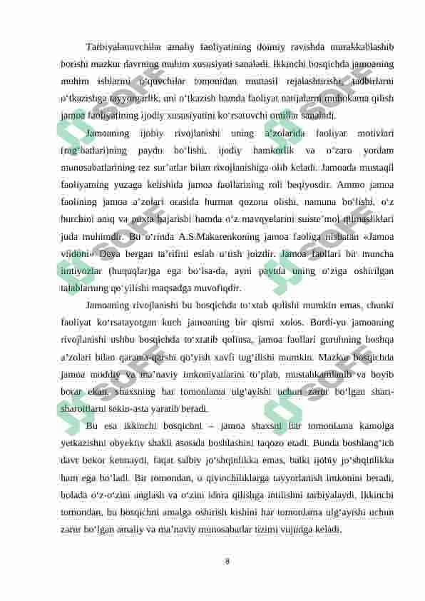 Jamoani tashkil etish metodikasi 8