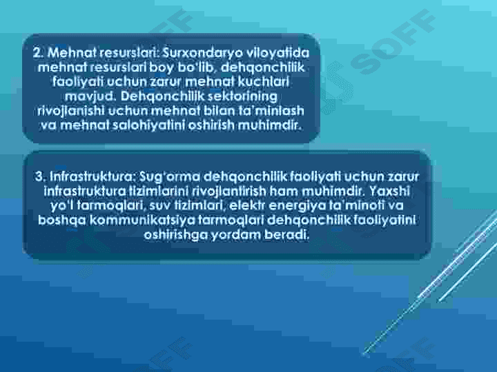 :” O‘ZBEKISTONNING SURXONDARYO HAVZASIGA KIRUVCHI HUDUDLARIDA SUG‘ORMA DEHQONCHILIKNING RIVOJLANISHI 8