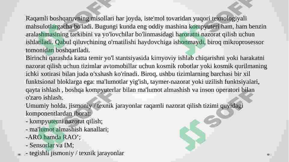 Dasturiy boshqarish tizimlari 8