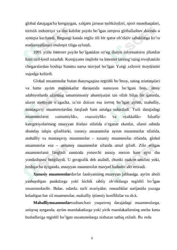 Globallashuvning falsafiy muommolari 8