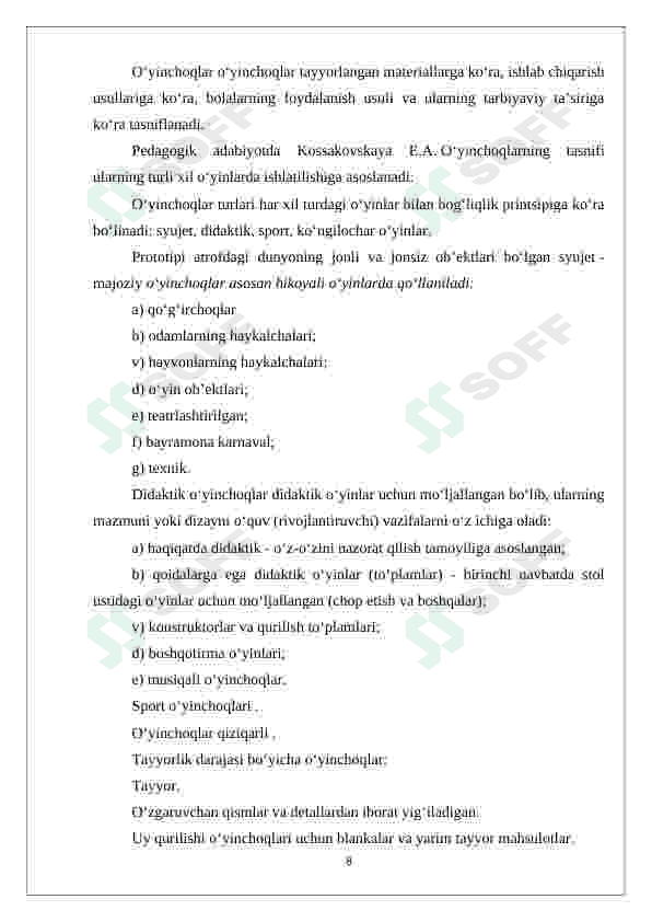 O‘yinchoq bolani rivojlantiruvchi vosita sifatida 8