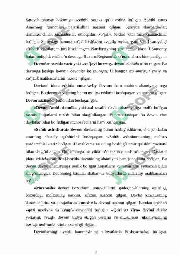 Somoniylar davrida Movarounnahrdagi ijtimoiy-iqtisodiy hayot 8